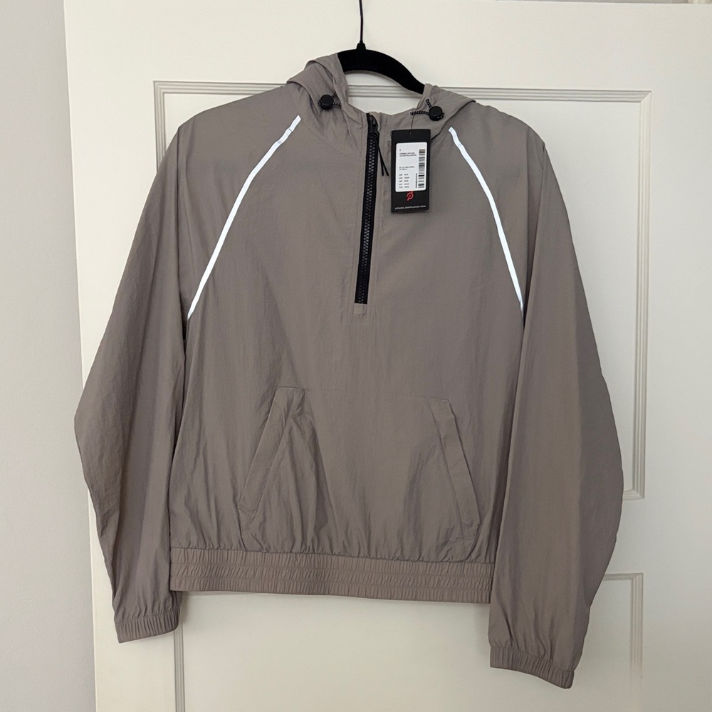 Peloton Gray Hooded Windbreaker Jacket